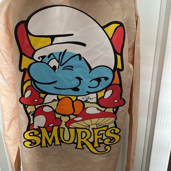 SMURFS Windbreaker Pullover Hooded Jacket sz M NWT. UNISEX - Picture 1 of 6